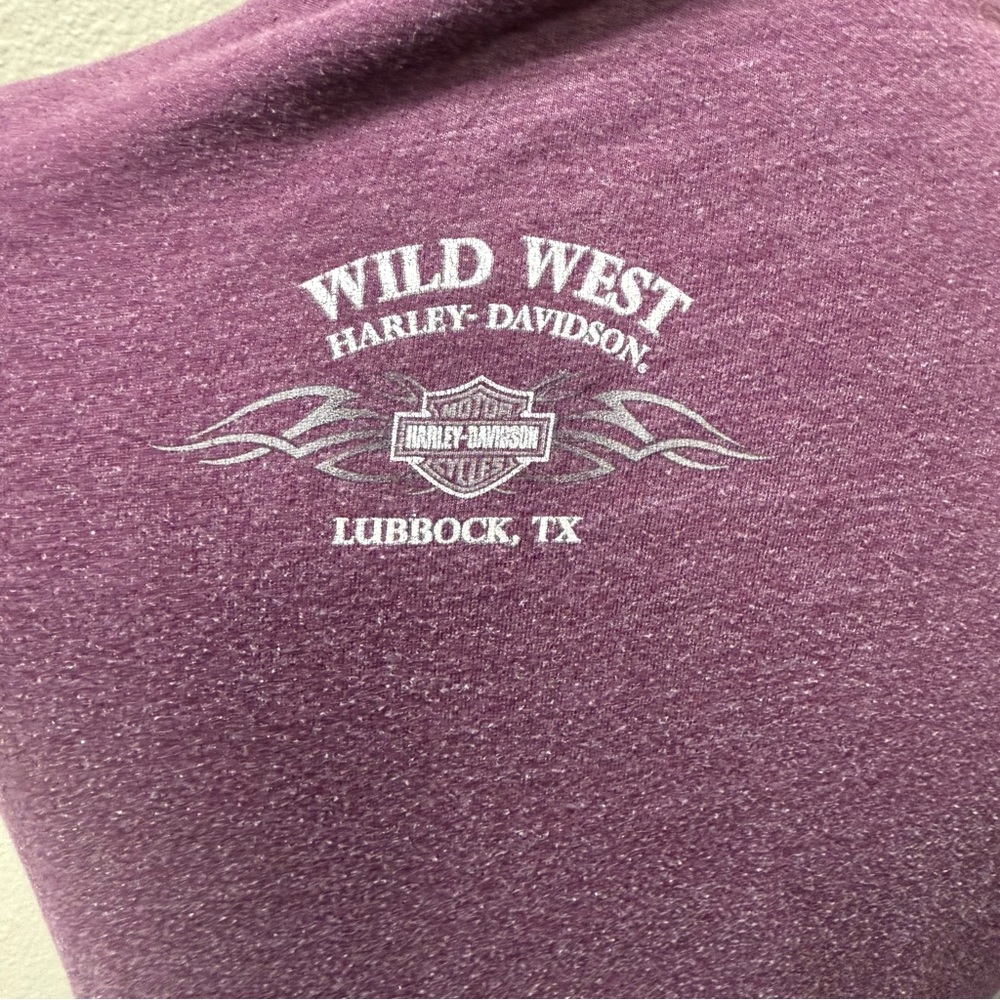Harley-Davidson Genuine Motorcycles Purple Graphic Tee Women’s Small Biker Shirt - Picture 6 of 7